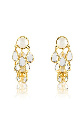 Gold Plated Mirror Drop Layered Earrings