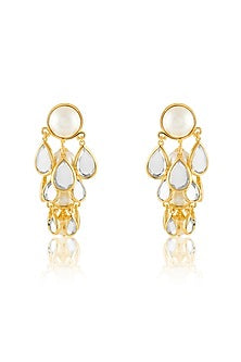 Gold Plated Mirror Drop Layered Earrings
