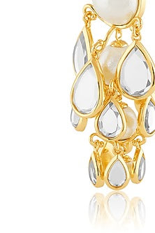 Gold Plated Mirror Drop Layered Earrings