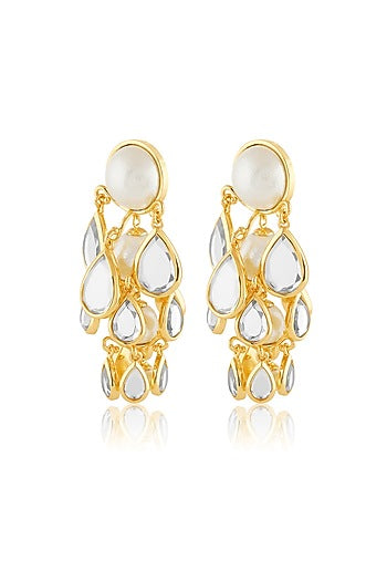 Gold Plated Mirror Drop Layered Earrings