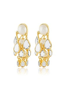 Gold Plated Mirror Drop Layered Earrings