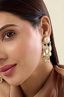 Gold Plated Mirror Drop Layered Earrings