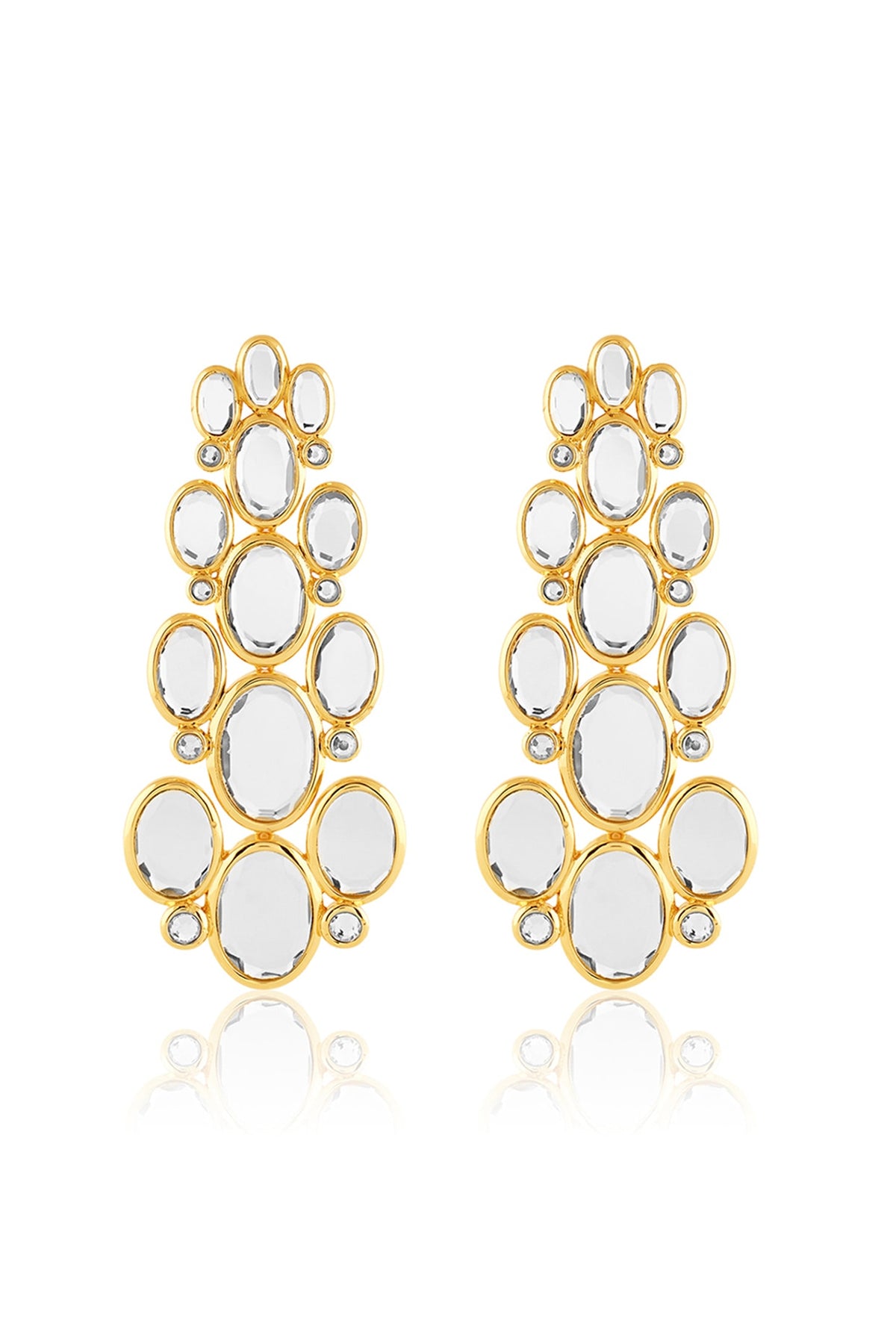 Gold Plated Mirror Long Earrings