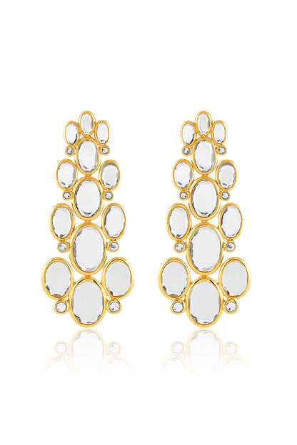 Gold Plated Mirror Long Earrings