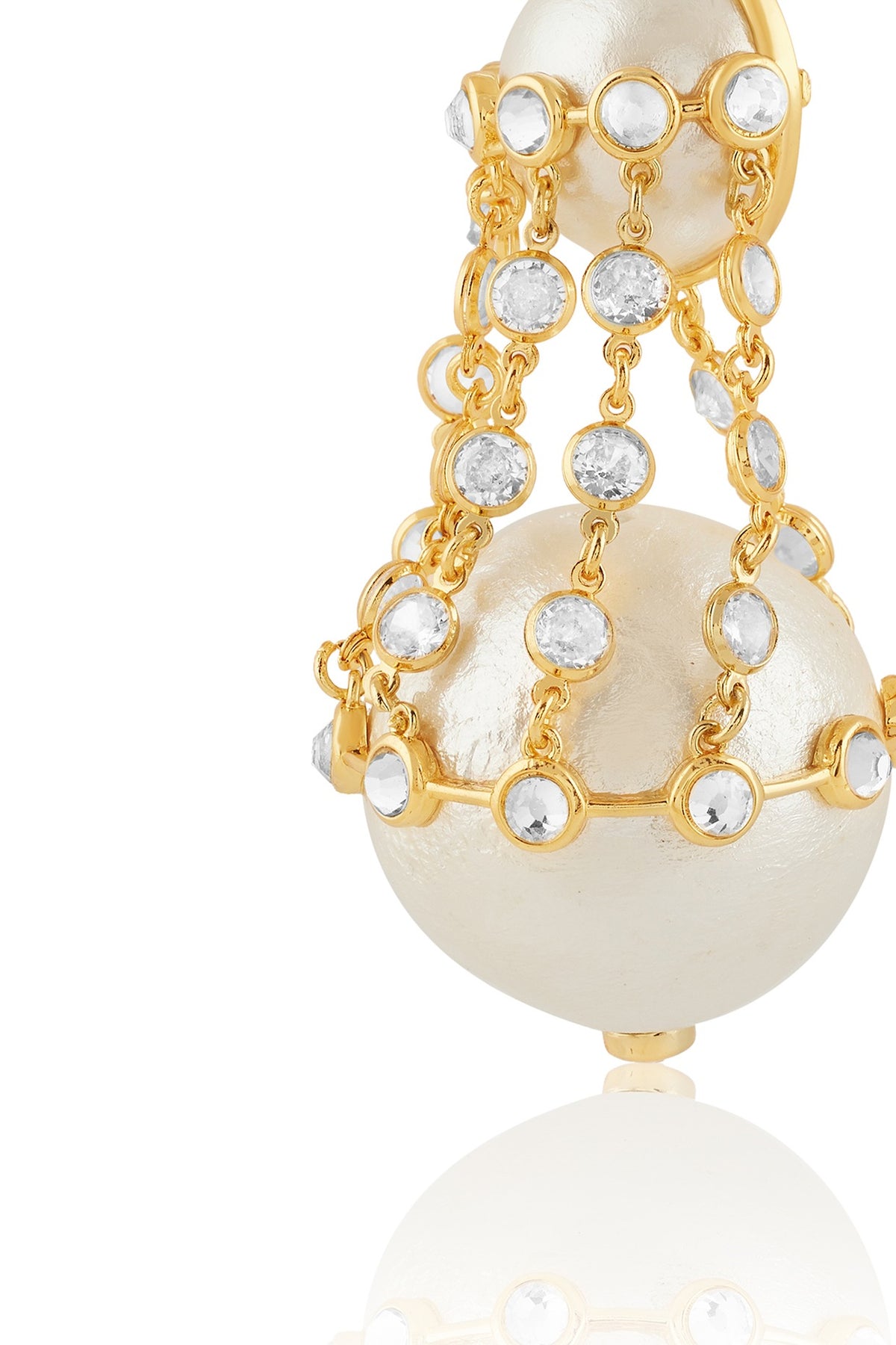 Gold Plated Pearl & Chain Libra Earrings