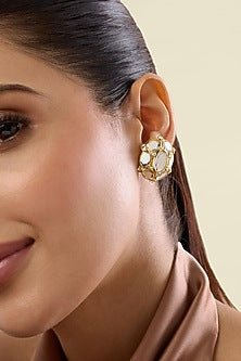 Gold Plated Mirror Stud Earrings