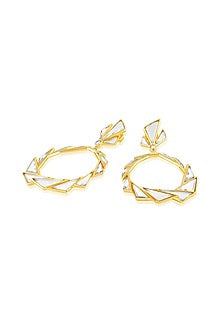 Gold Plated Mirror Statement Libra Earrings