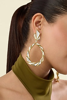 Gold Plated Mirror Statement Libra Earrings