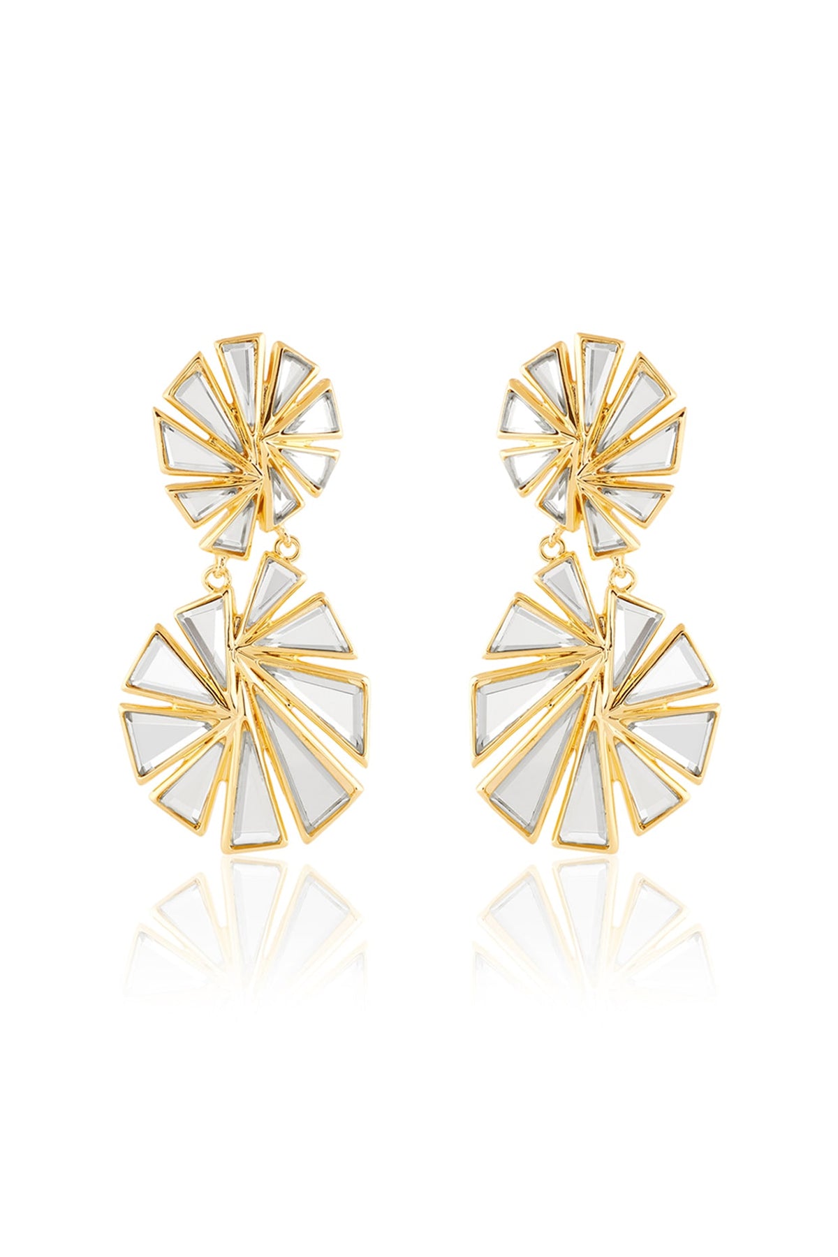 Gold Plated Shattered Mirror Earrings