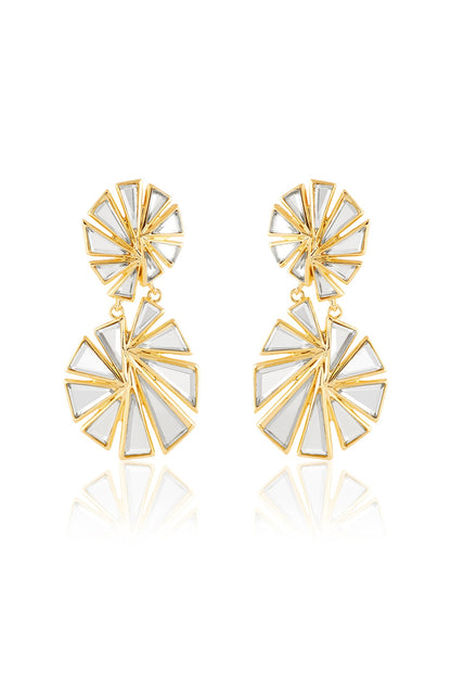 Gold Plated Shattered Mirror Earrings