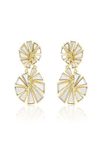 Gold Plated Shattered Mirror Earrings