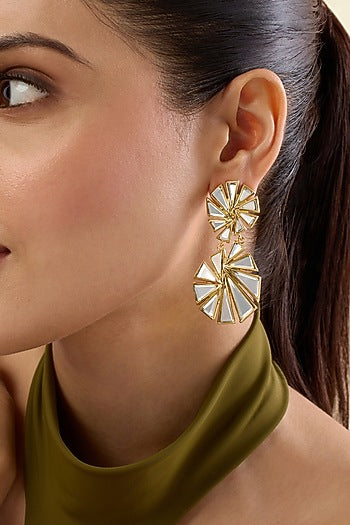 Gold Plated Shattered Mirror Earrings