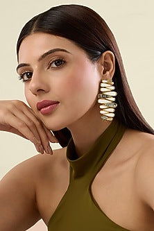 Gold Plated Mother-Of-Pearl Mirror Earrings