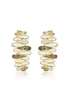 Gold Plated Mother-Of-Pearl Mirror Earrings