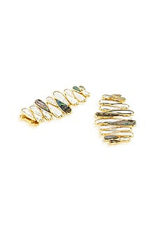 Gold Plated Mother-Of-Pearl Mirror Earrings