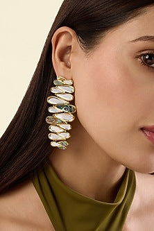 Gold Plated Mother-Of-Pearl Mirror Earrings