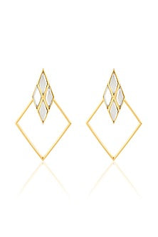 Gold Plated Mirror Rhombus-Shaped Earrings