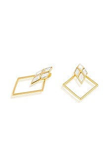 Gold Plated Mirror Rhombus-Shaped Earrings