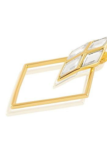 Gold Plated Mirror Rhombus-Shaped Earrings