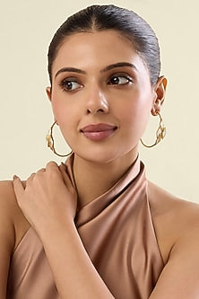 Gold Plated Mirror Rhombus Hoop Earrings