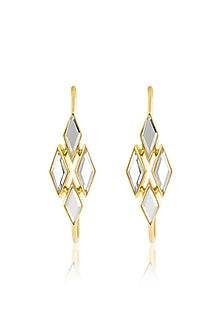 Gold Plated Mirror Rhombus Hoop Earrings