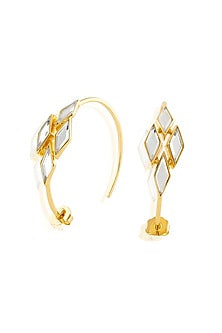 Gold Plated Mirror Rhombus Hoop Earrings