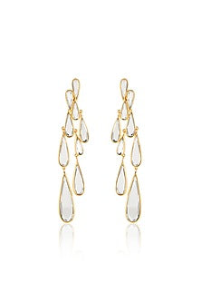 Gold Plated Mirror Drop Long Earrings