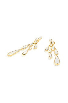 Gold Plated Mirror Drop Long Earrings