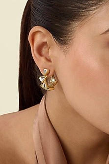 Gold Plated Mirror Huggie Earrings