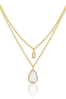 Gold Plated Mirror Drop Layered Pendant Necklace
