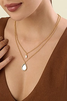 Gold Plated Mirror Drop Layered Pendant Necklace