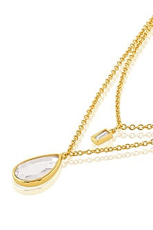 Gold Plated Mirror Drop Layered Pendant Necklace