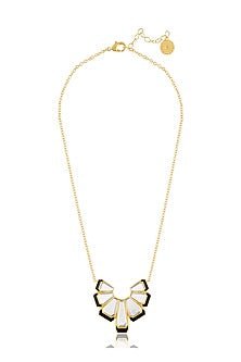 Gold Plated Mirror Enameled Pendant Necklace