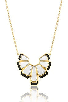 Gold Plated Mirror Enameled Pendant Necklace