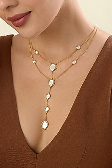 Gold Plated Mirror Y Necklace