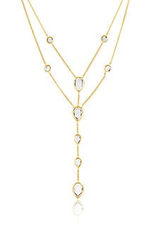 Gold Plated Mirror Y Necklace