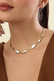 Gold Plated Mirror Choker Necklace