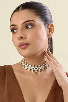 Gold Plated Turquoise Stone Choker Necklace