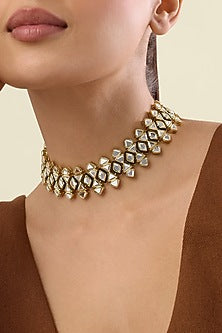Gold Plated Turquoise Stone Choker Necklace