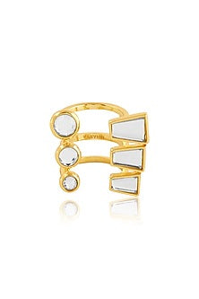Gold Plated Mirror Front Open Ring
