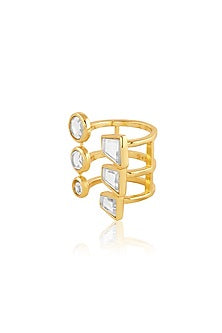 Gold Plated Mirror Front Open Ring