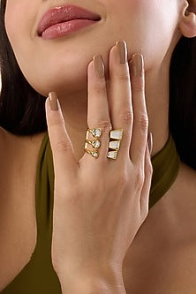 Gold Plated Mirror Front Open Ring
