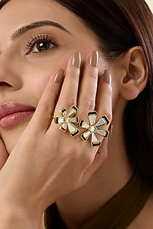 Gold Plated Floral Cocktail Ring