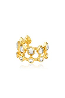 Gold Plated Synthetic Stone Stackable Ring