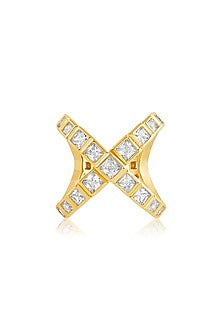 Gold Plated CZ Stone Cross Ring