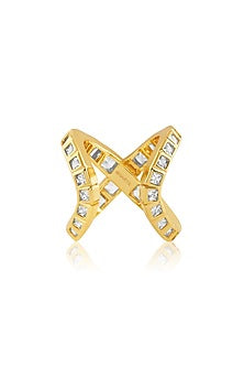Gold Plated CZ Stone Cross Ring