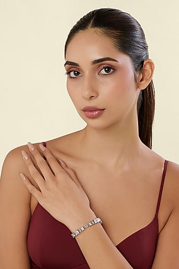 White Rhodium Finish Diamante Bracelet