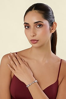 White Rhodium Finish Diamante Bracelet