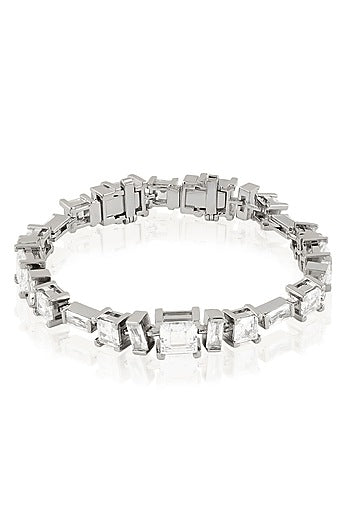 White Rhodium Finish Diamante Bracelet