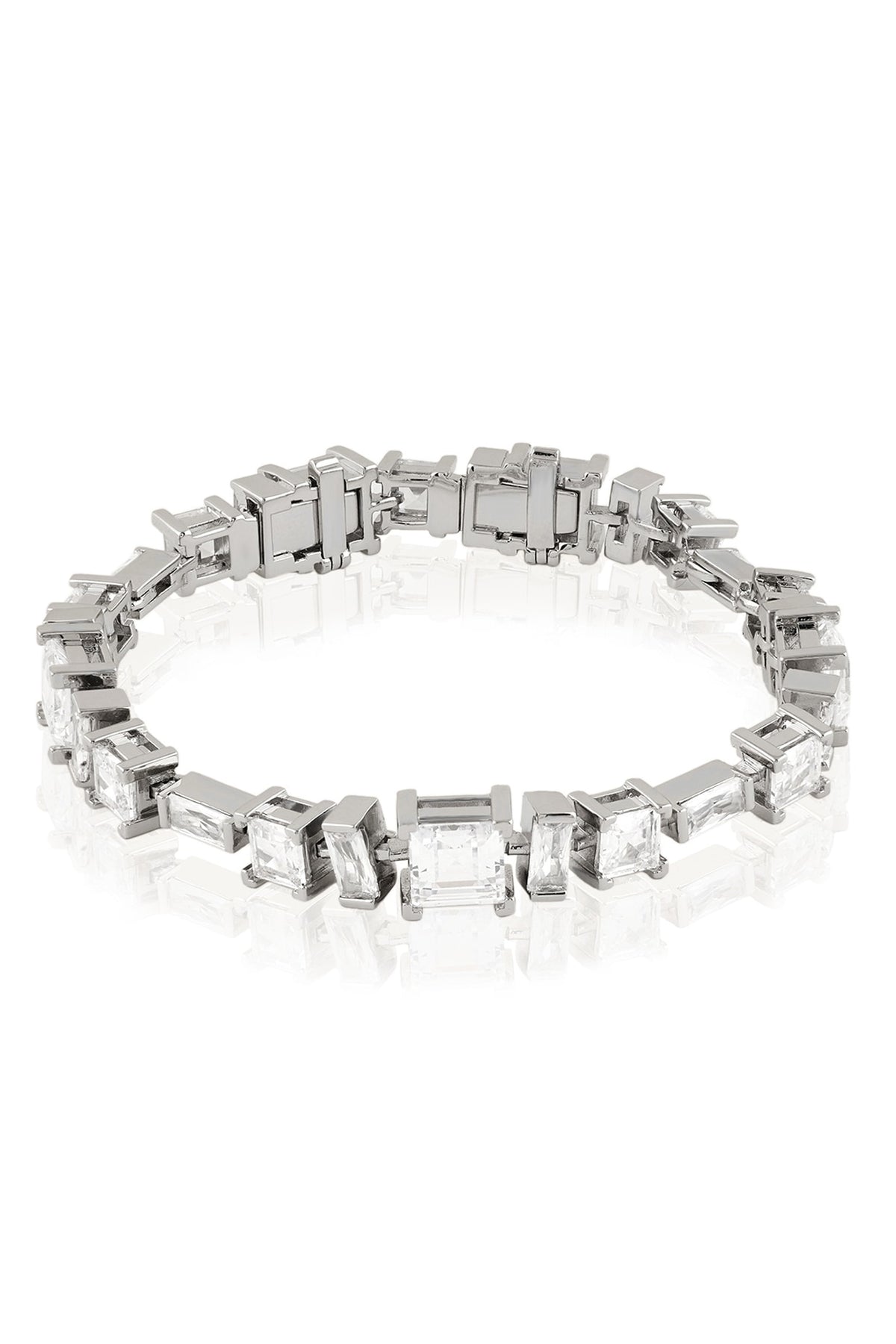 White Rhodium Finish Diamante Bracelet